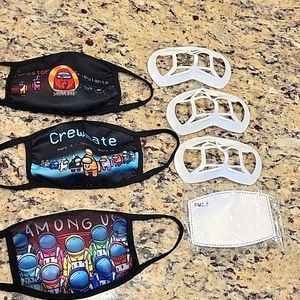 2 for $5. Among Us Kid's cloth face masks w/ brackets and sealed reusable filter